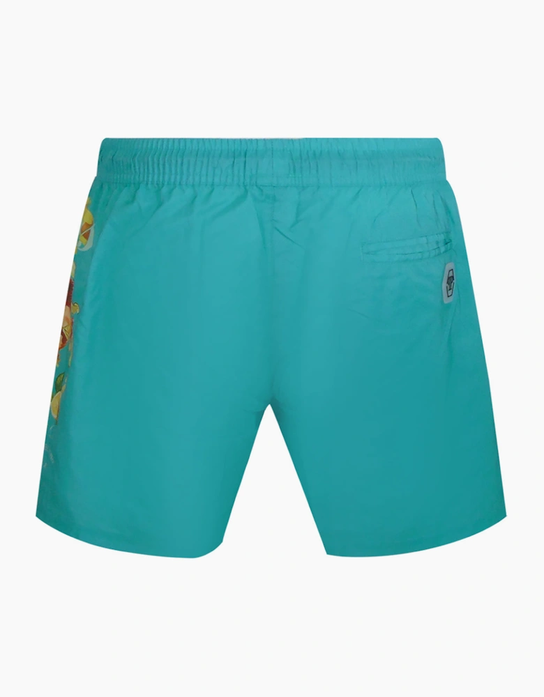 Philipp Plein Pin Up Logo Turquoise Beach Shorts