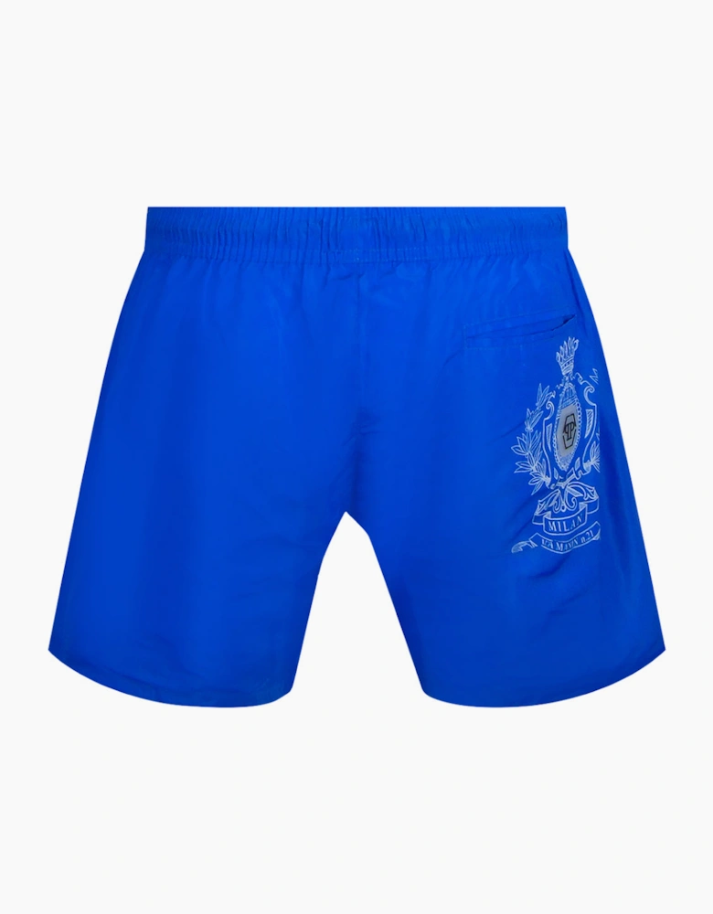Philipp Plein Teddy Bear Club Logo Blue Beach Shorts