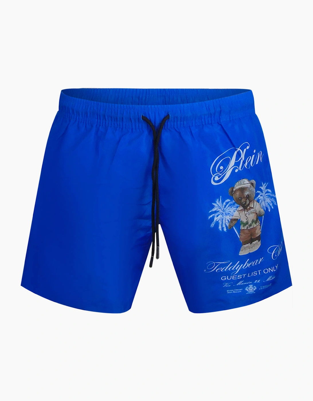 Philipp Plein Teddy Bear Club Logo Blue Beach Shorts