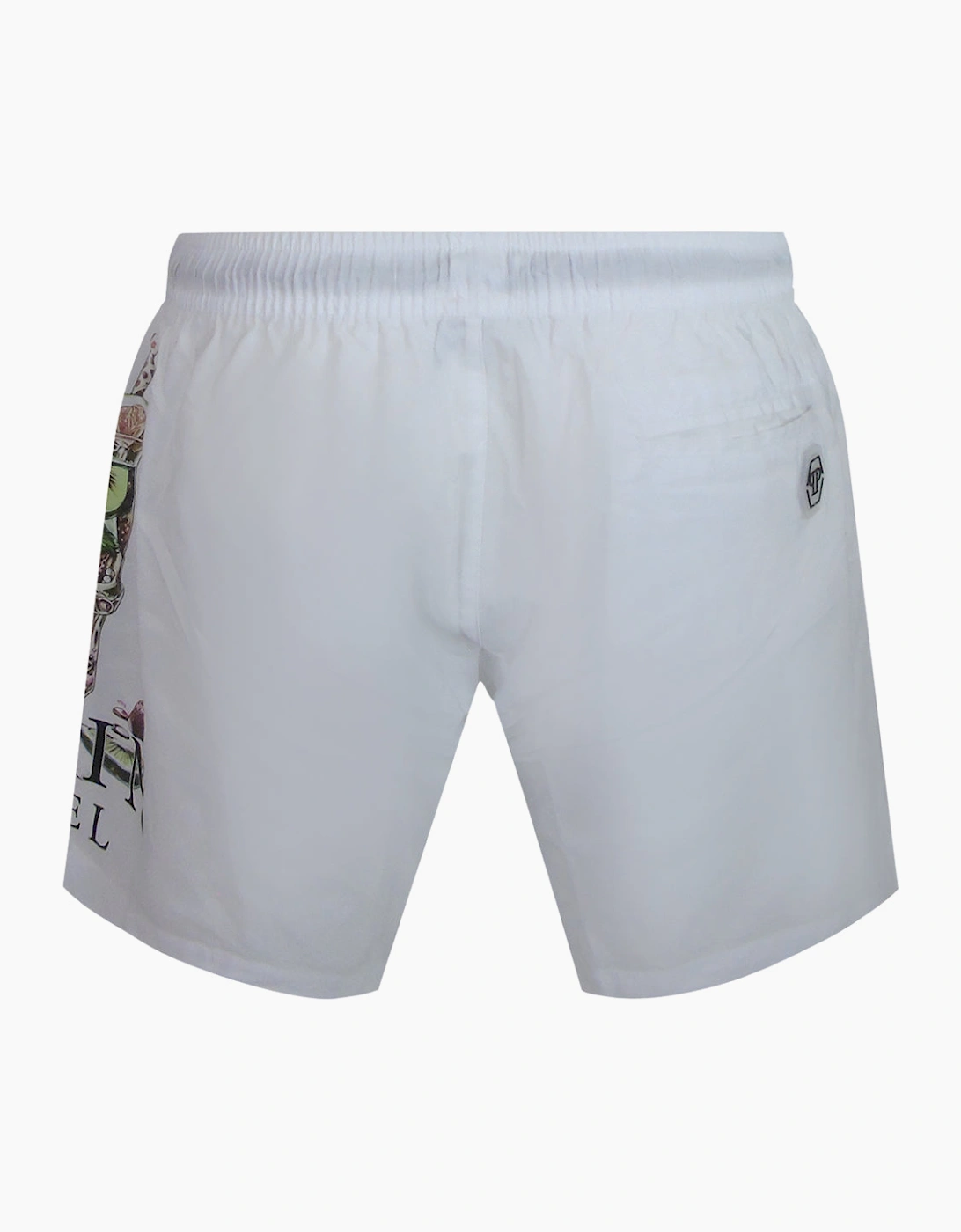 Philipp Plein Hotel Skull Logo White Beach Shorts