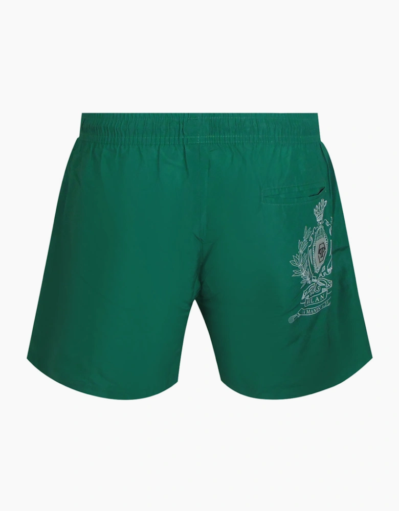Philipp Plein Teddy Bear Club Logo Green Beach Shorts