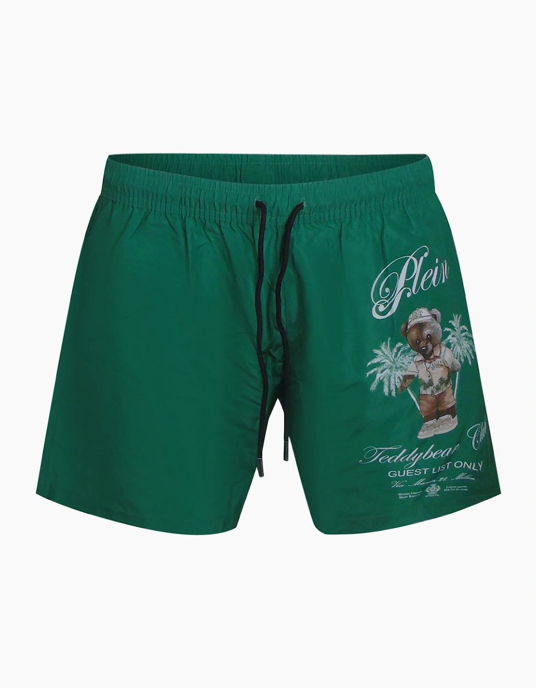 Philipp Plein Teddy Bear Club Logo Green Beach Shorts