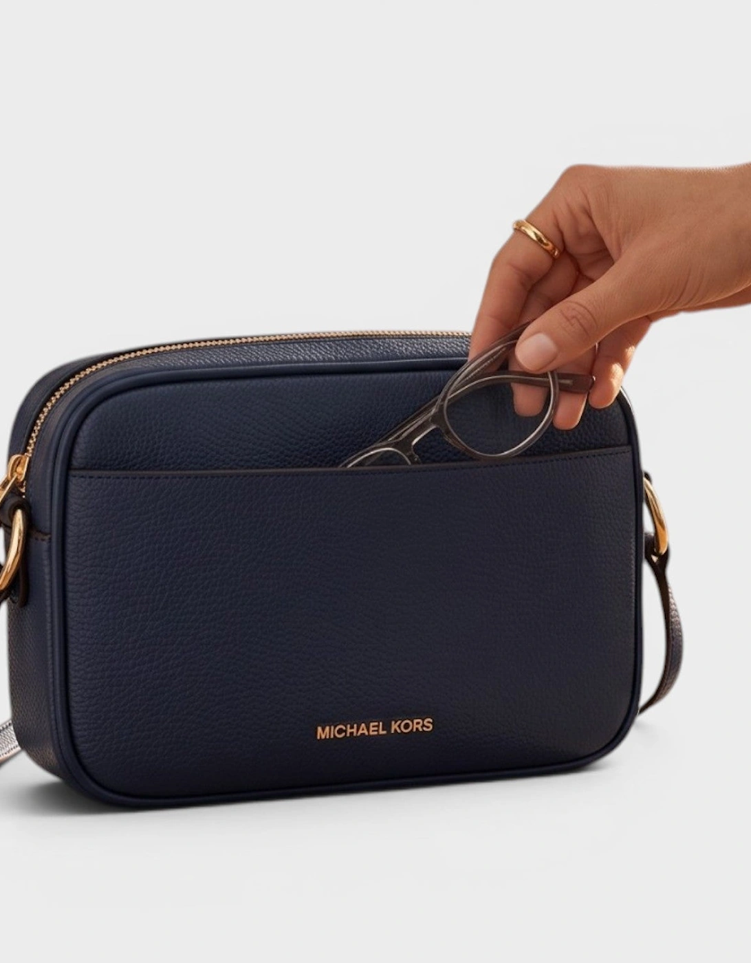 Jet Set Travel Leather Camera Bag Navy