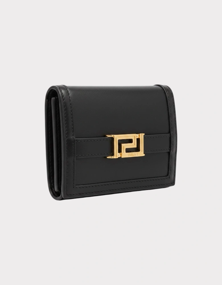 Greca Bifold Wallet Calf Leather Black