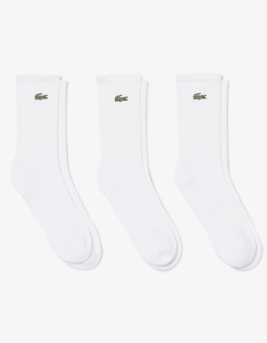 Lacoste Mens 3-Pack Long Ribbed Socks - White 001