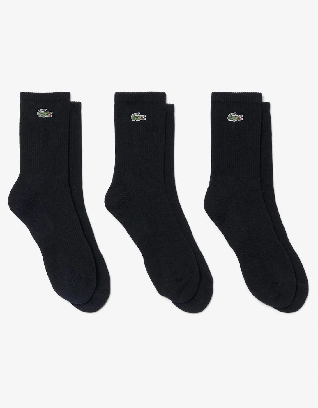 Lacoste Mens 3-Pack Long Ribbed Socks - Black 031