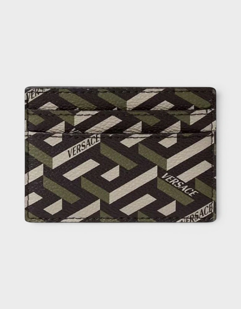 La Greca Signature Card Case Black Kakhi