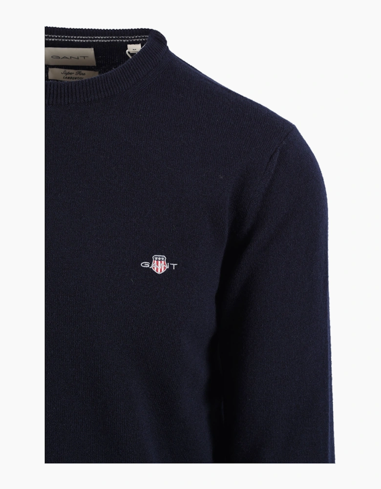 GANT SUPERFINE LAMBSWOOL CREW NECK MARINE