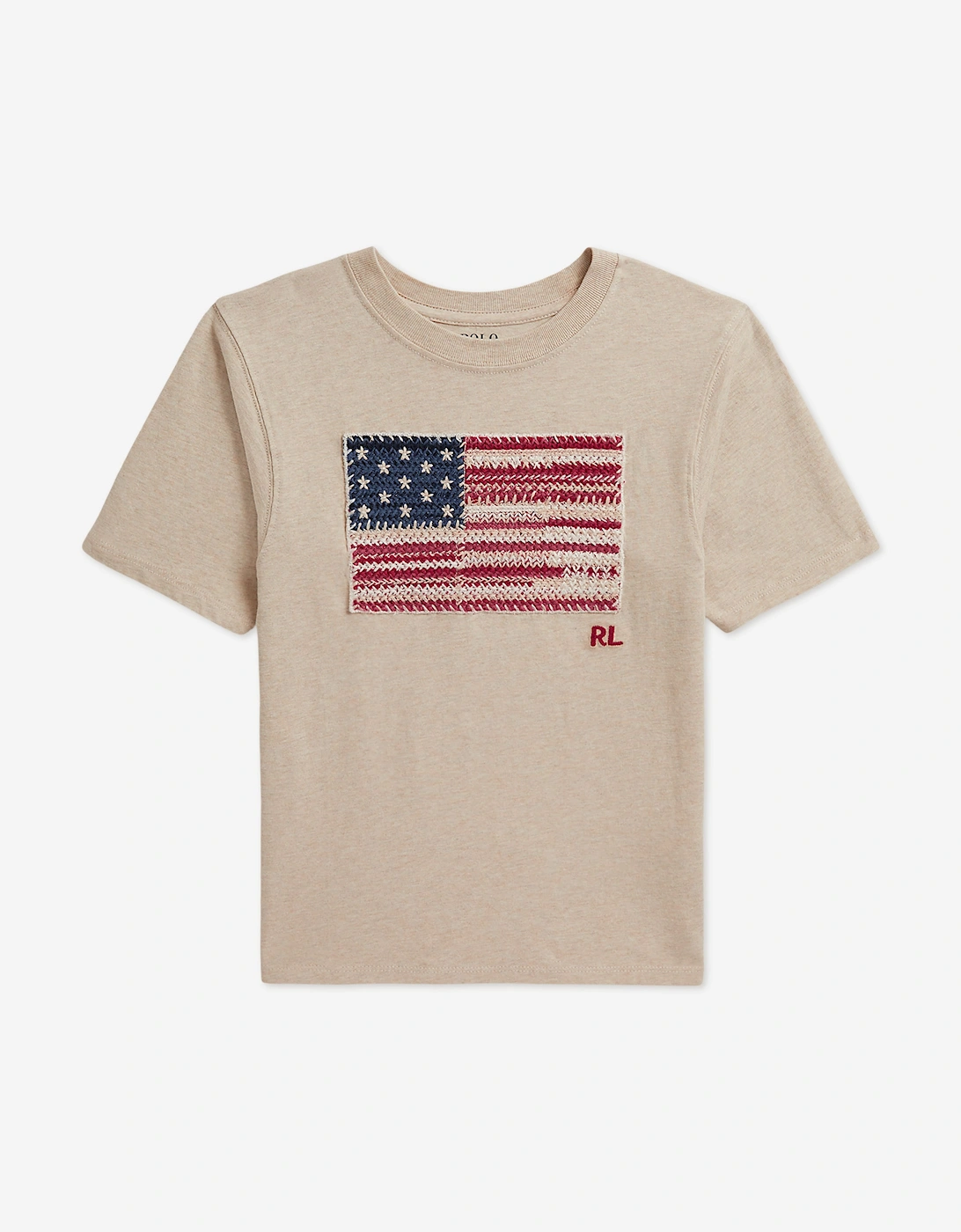 Ralph Lauren Girls Iconic Flag T-Shirt in Beige