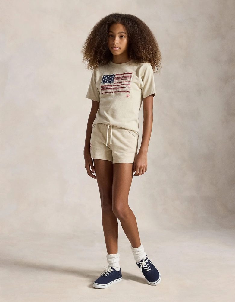 Ralph Lauren Girls Iconic Flag T-Shirt in Beige