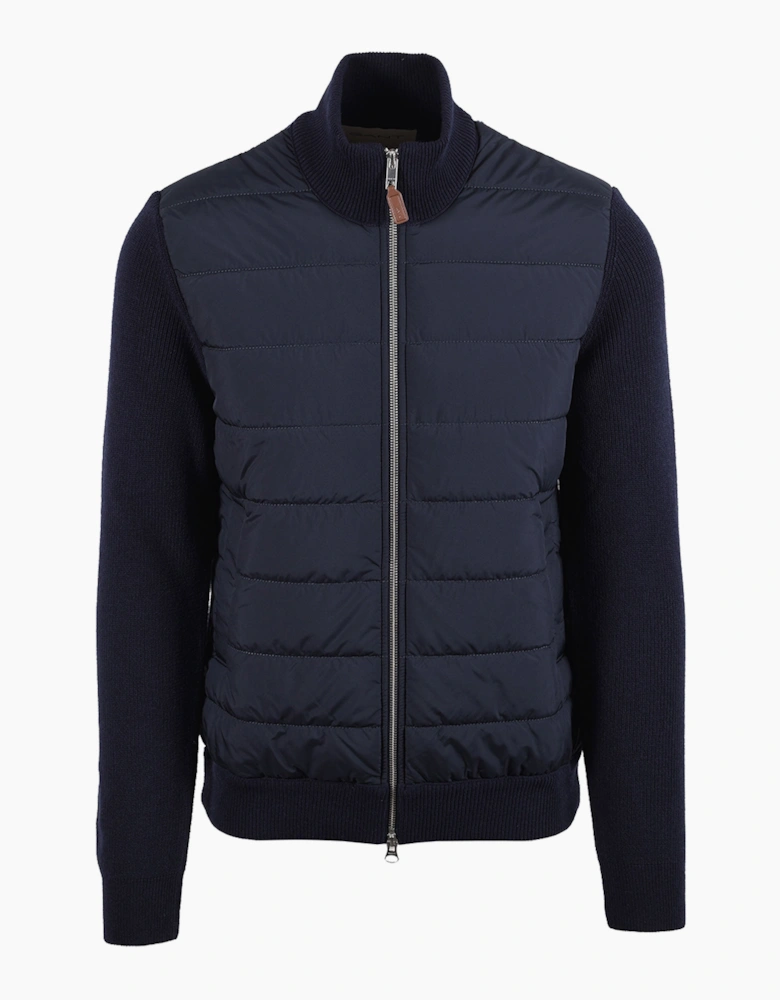 GANT HYBRID ZIPPED CARDIGAN EVENING BLUE