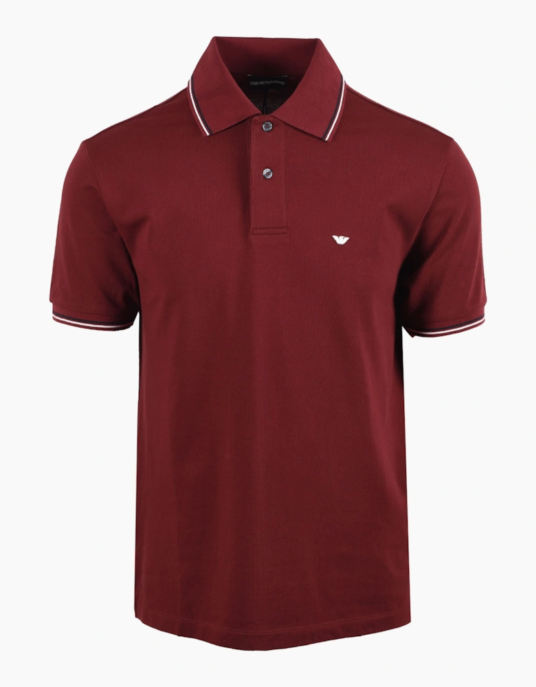 EMPORIO ARMANI ESSENTIAL TIPPED POLO OXBLOOD