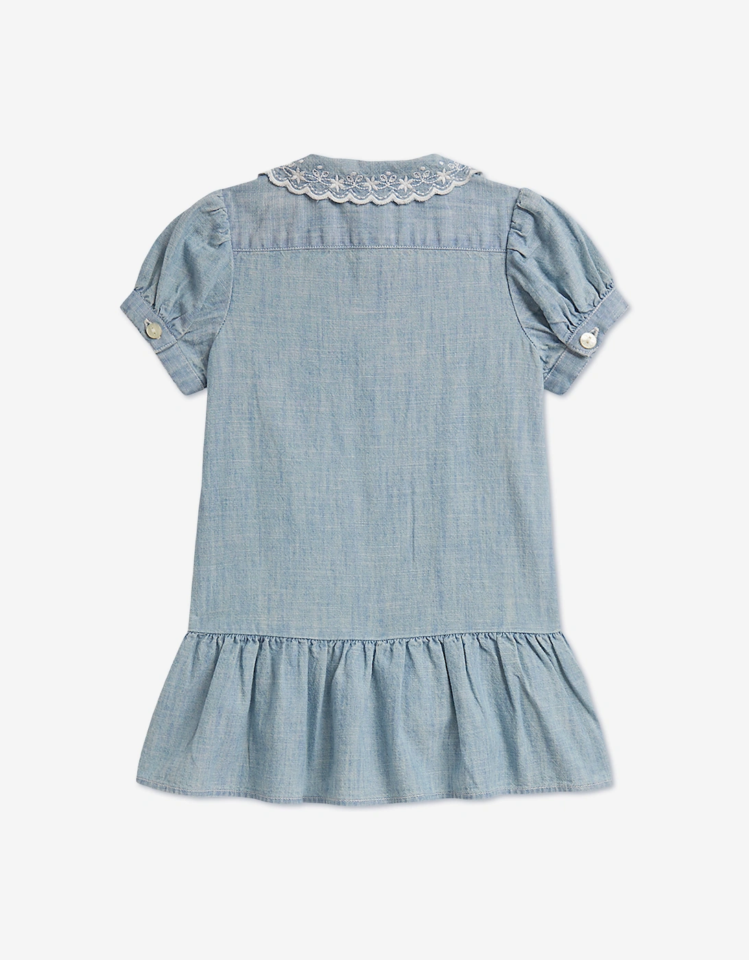 Ralph Lauren Baby Girls Chambray Peplum Dress in Blue