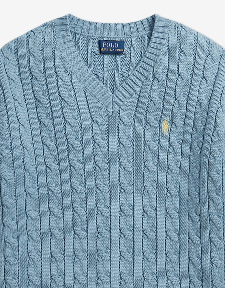 Ralph Lauren Girls Cable Knit Jumper in Blue