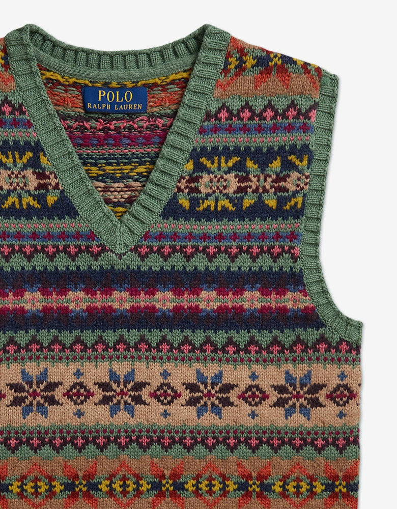 Ralph Lauren Boys Cotton Knit Sweater Vest in Green