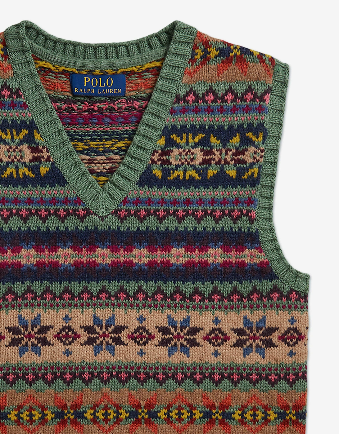 Ralph Lauren Boys Cotton Knit Sweater Vest in Green