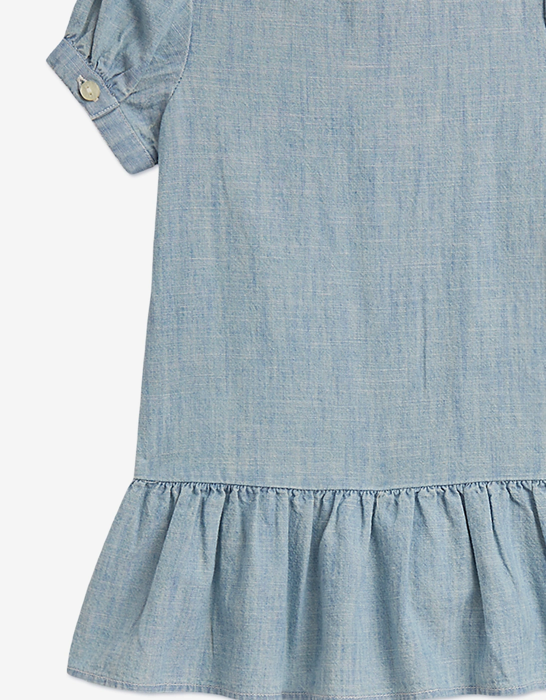 Ralph Lauren Baby Girls Chambray Peplum Dress in Blue