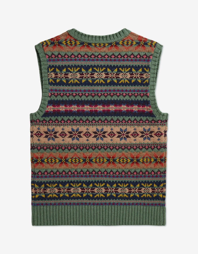 Ralph Lauren Boys Cotton Knit Sweater Vest in Green