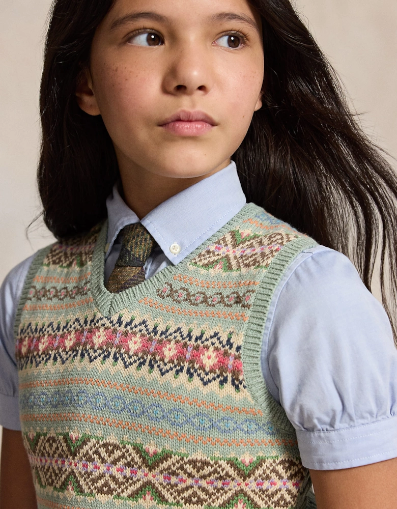 Ralph Lauren Girls Fair Isle Skirt Set in Green