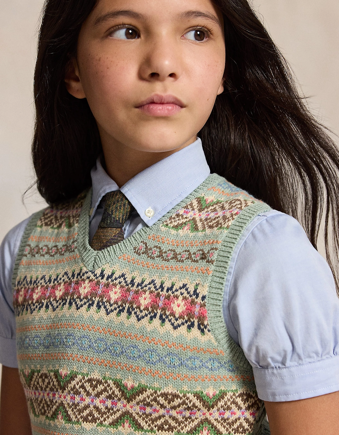 Ralph Lauren Girls Fair Isle Skirt Set in Green
