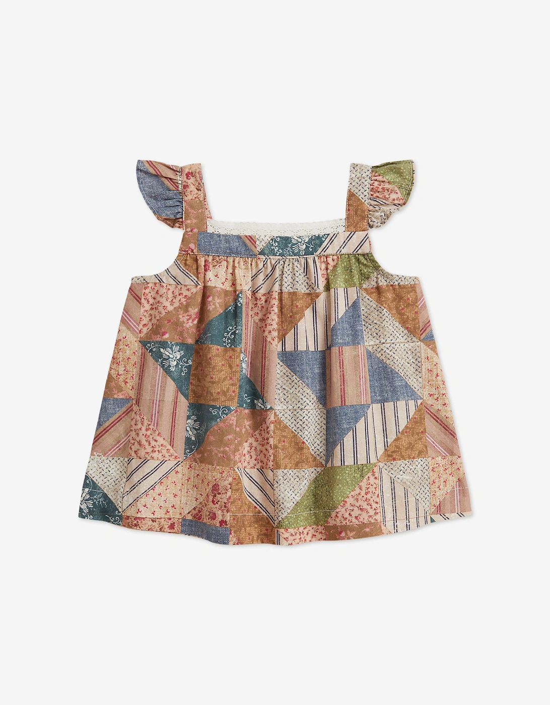 Ralph Lauren Baby Girls Patchwork Print Short Set in Beige