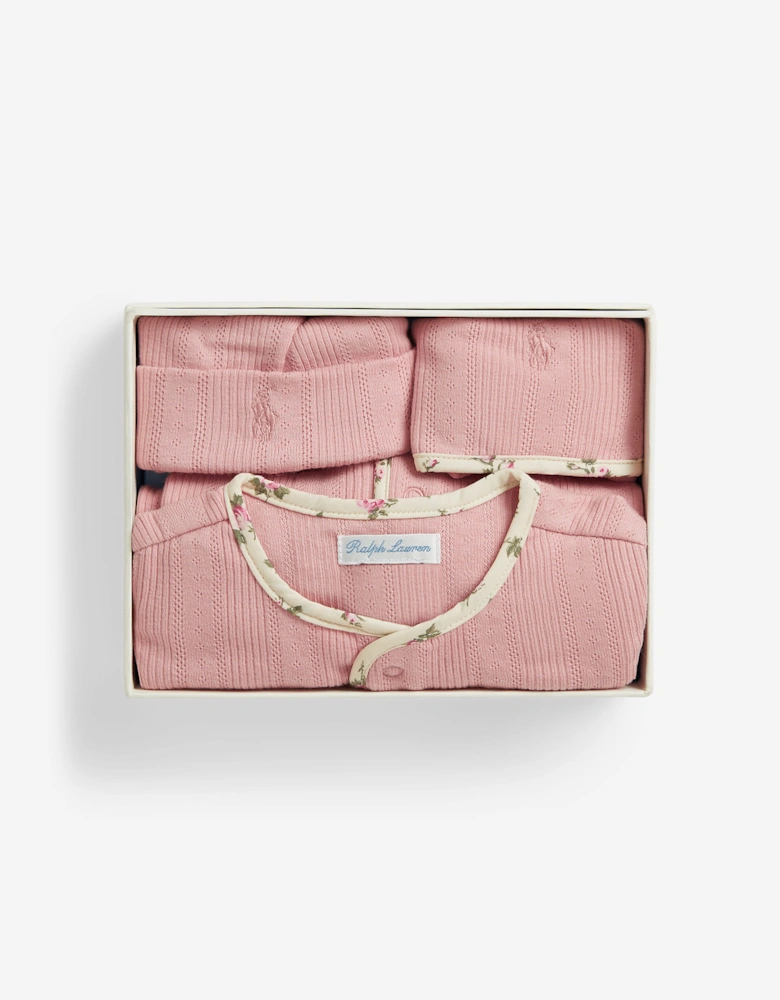Ralph Lauren Baby Girls 3 Piece Babygrow Set in Pink