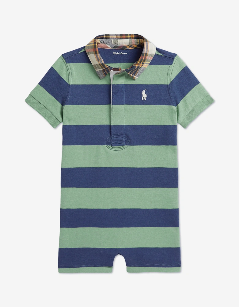 Ralph Lauren Baby Boys Striped Jersey Romper in Green