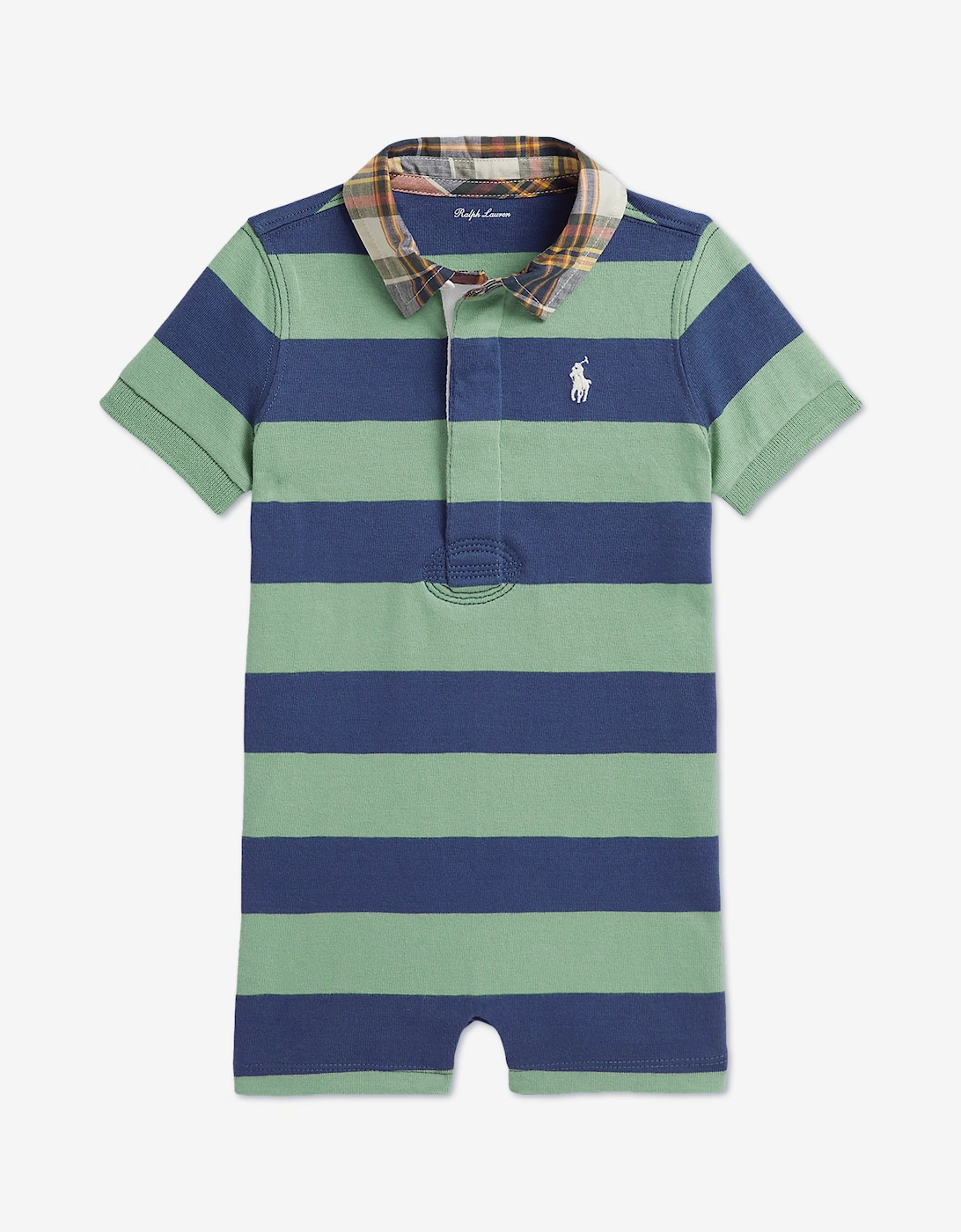 Ralph Lauren Baby Boys Striped Jersey Romper in Green