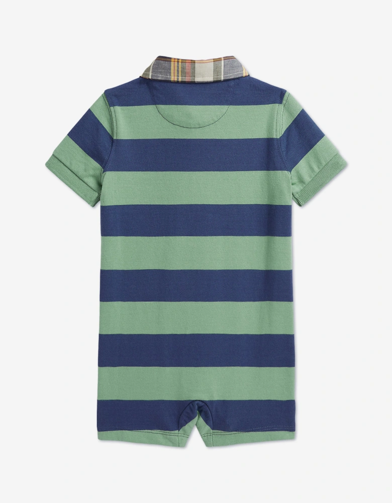 Ralph Lauren Baby Boys Striped Jersey Romper in Green