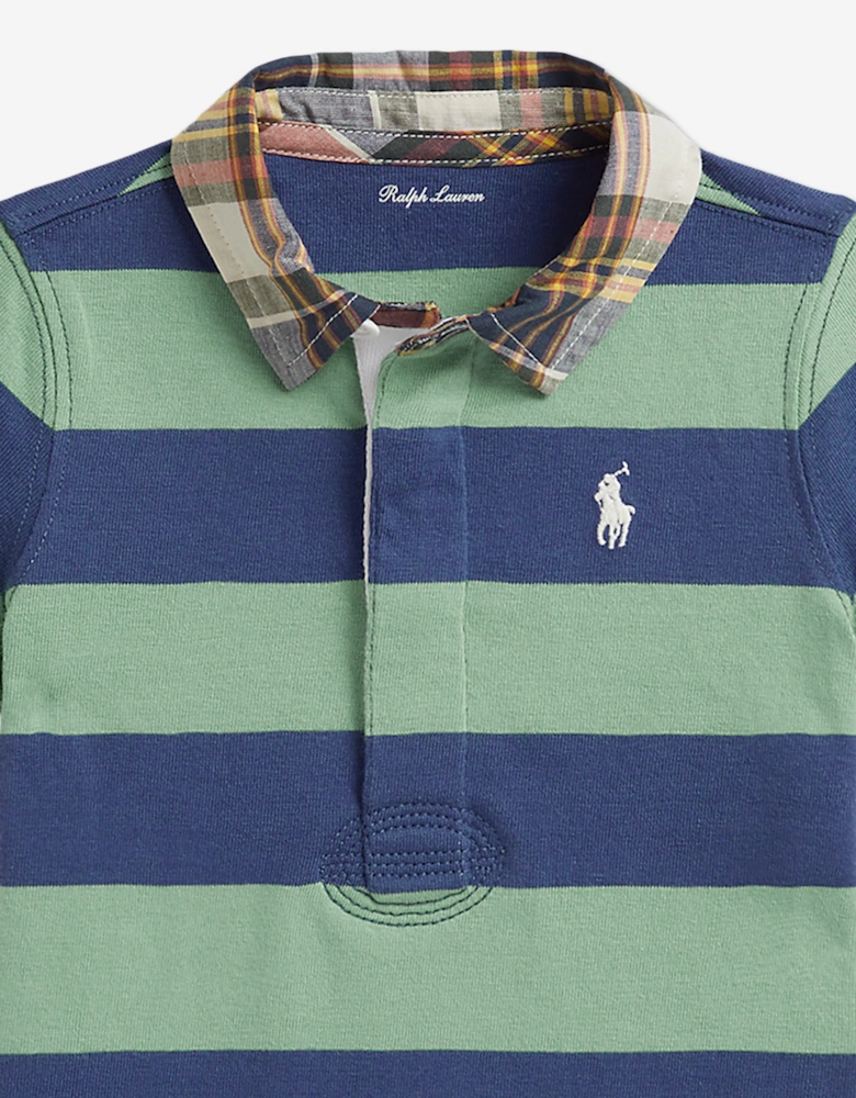 Ralph Lauren Baby Boys Striped Jersey Romper in Green