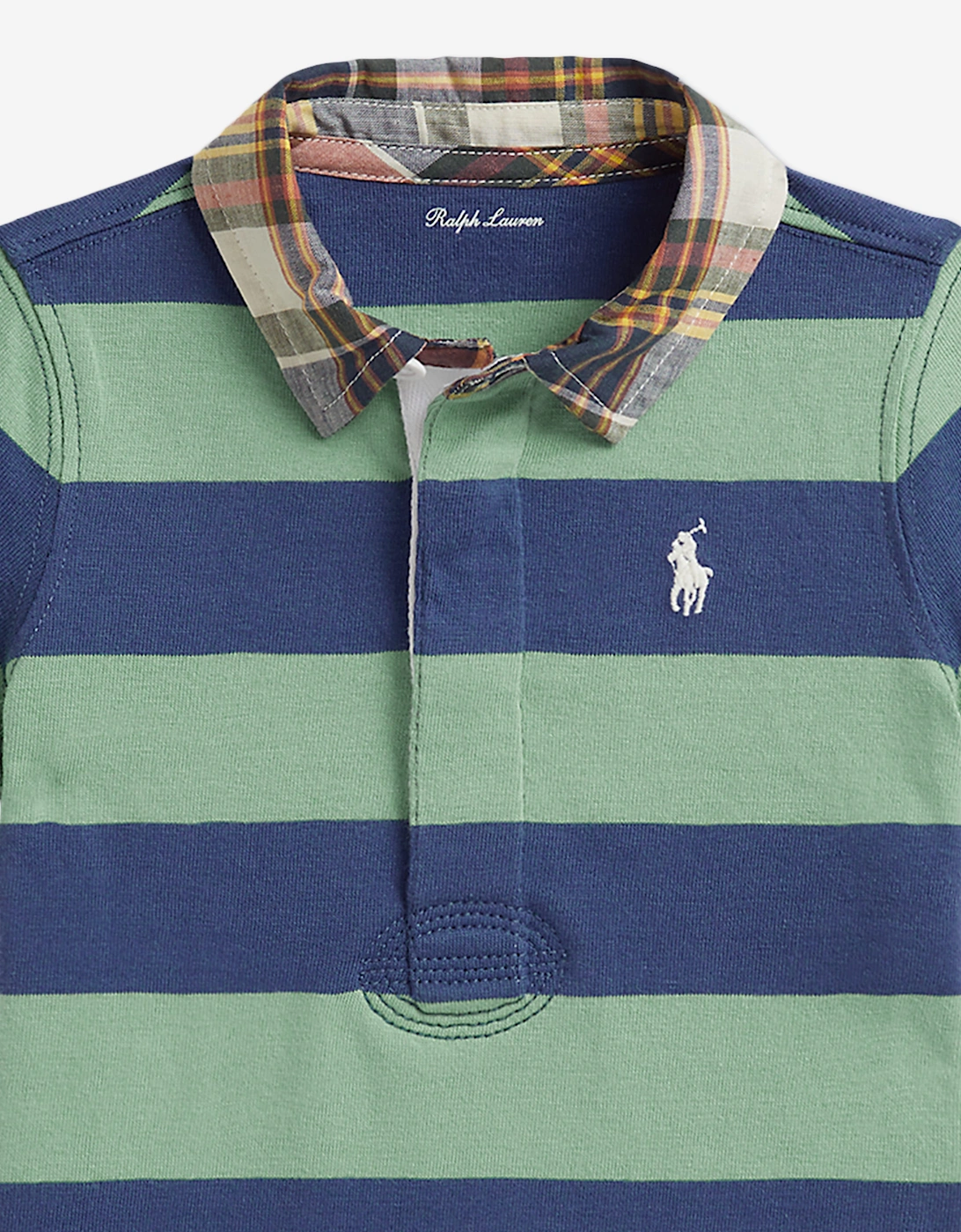 Ralph Lauren Baby Boys Striped Jersey Romper in Green