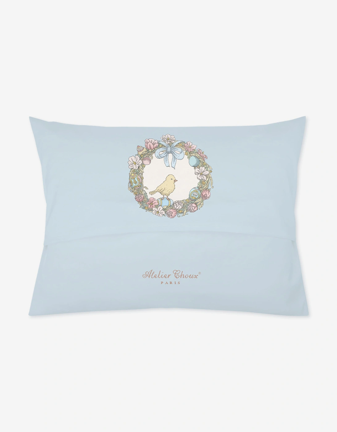 Atelier Choux Baby Satin Spring Bunny Cushion in Blue (40cm X 30cm)