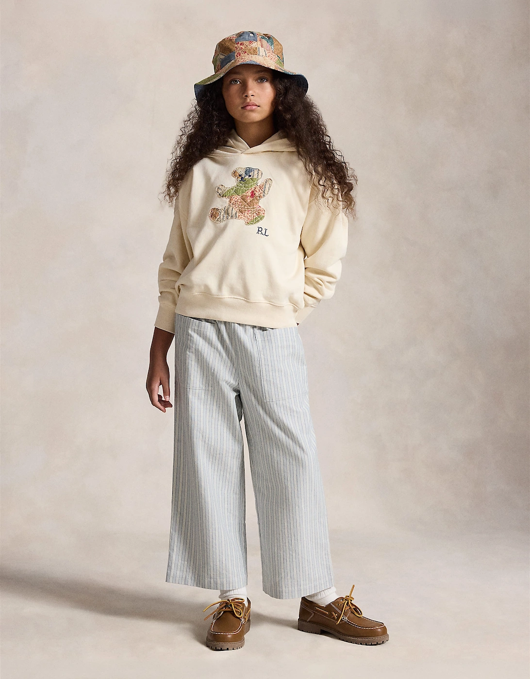 Ralph Lauren Girls Polo Bear Hoodie in Ivory