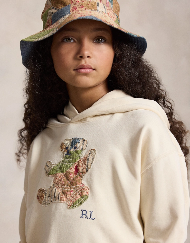 Ralph Lauren Girls Polo Bear Hoodie in Ivory