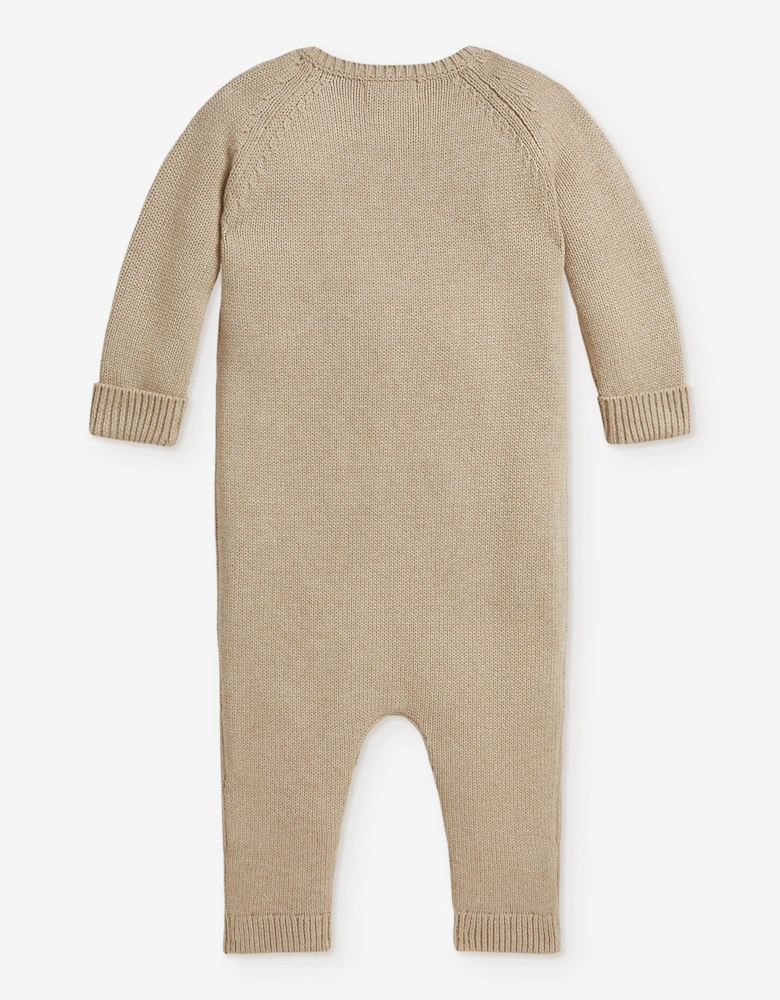 Ralph Lauren Baby Boys Iconic Flag Romper in Beige