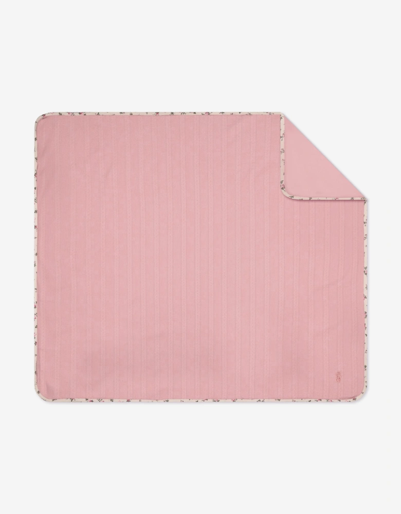 Ralph Lauren Baby Girls Pointelle Rib Knitted Blanket in Pink (106cm)