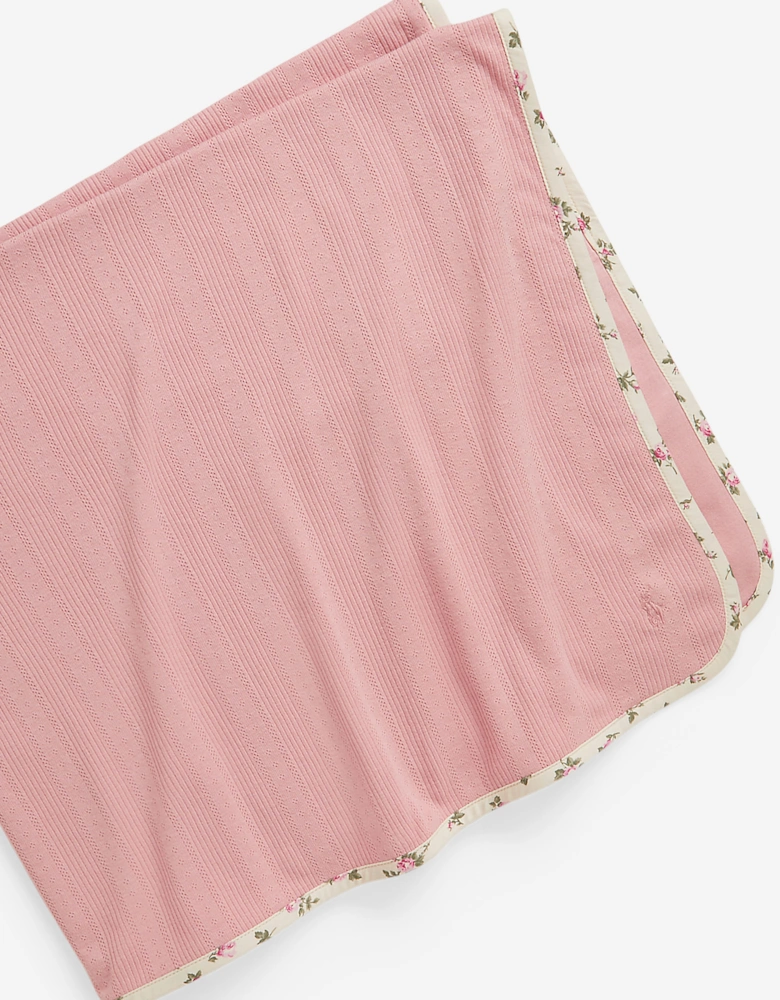Ralph Lauren Baby Girls Pointelle Rib Knitted Blanket in Pink (106cm)
