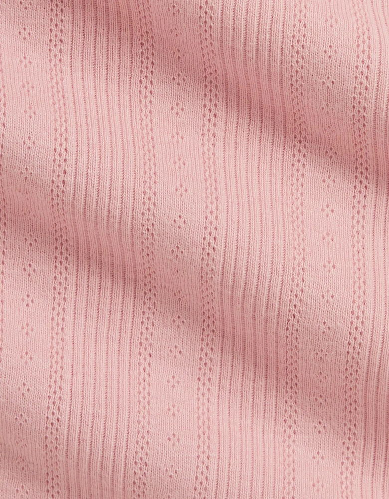 Ralph Lauren Baby Girls Pointelle Rib Knitted Blanket in Pink (106cm)
