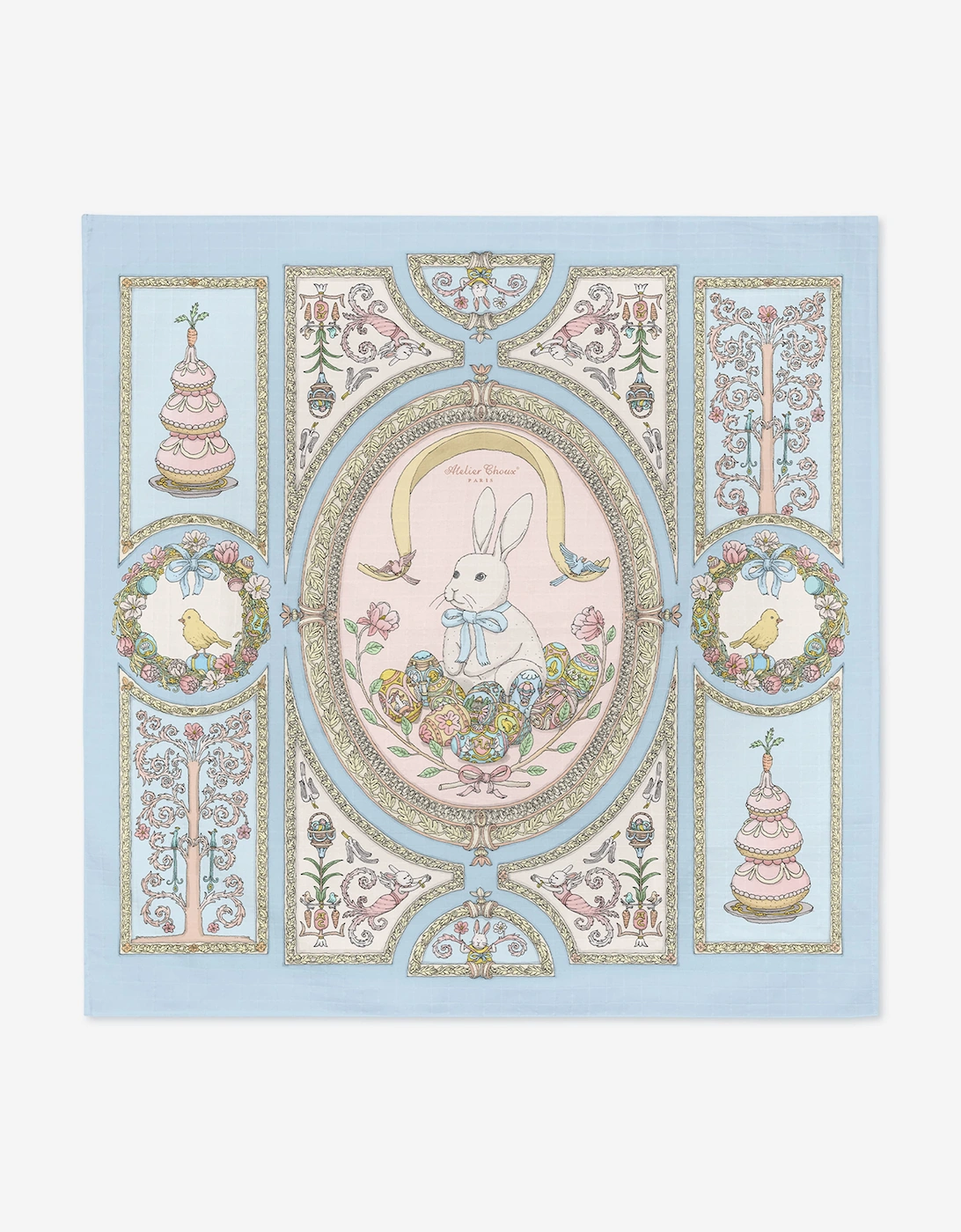Atelier Choux Baby Spring Bunny Swaddle in Blue (100 x 100 cm), 7 of 6