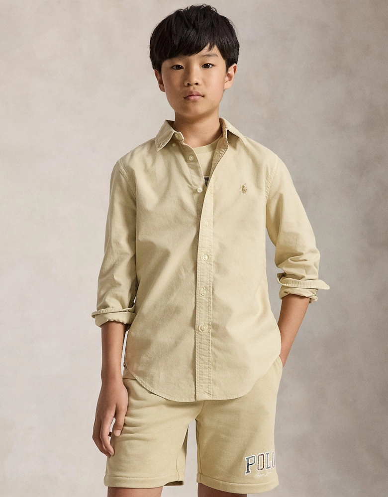 Ralph Lauren Boys Cotton Oxford Shirt in Beige