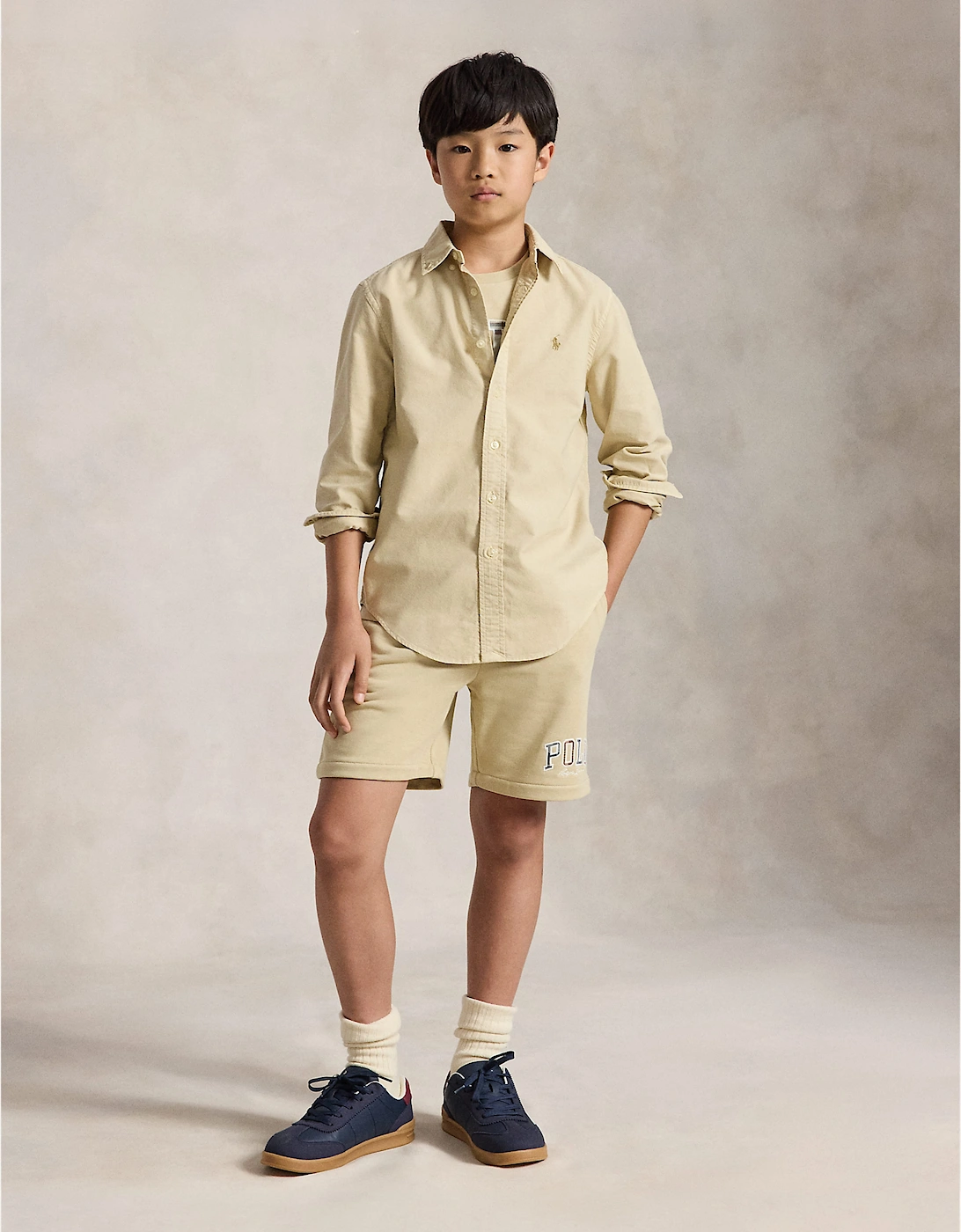 Ralph Lauren Boys Cotton Oxford Shirt in Beige