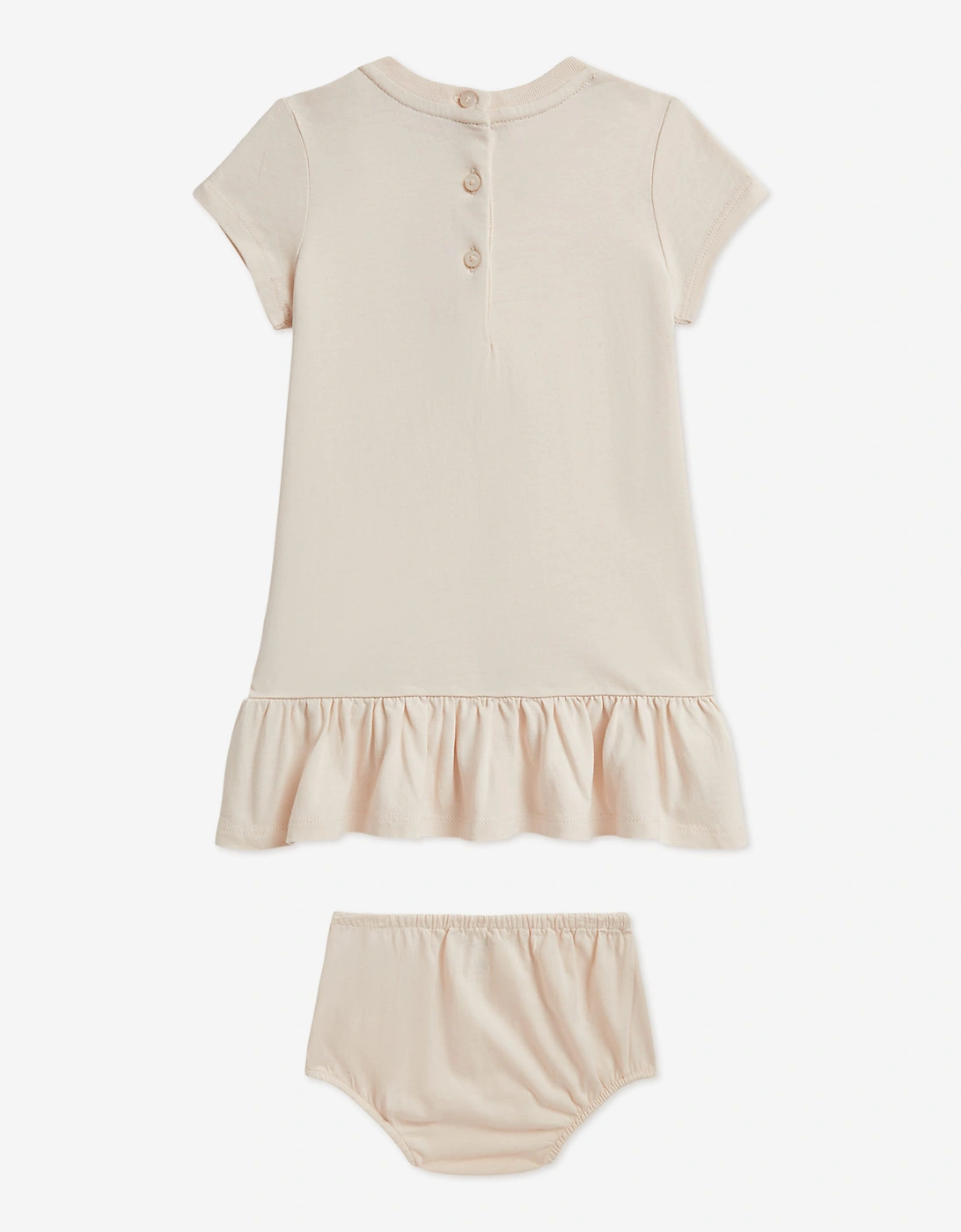 Ralph Lauren Baby Girls Polo Bear Peplum Jersey Dress in Ivory