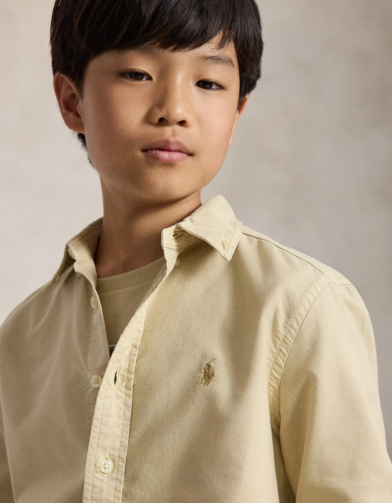 Ralph Lauren Boys Cotton Oxford Shirt in Beige