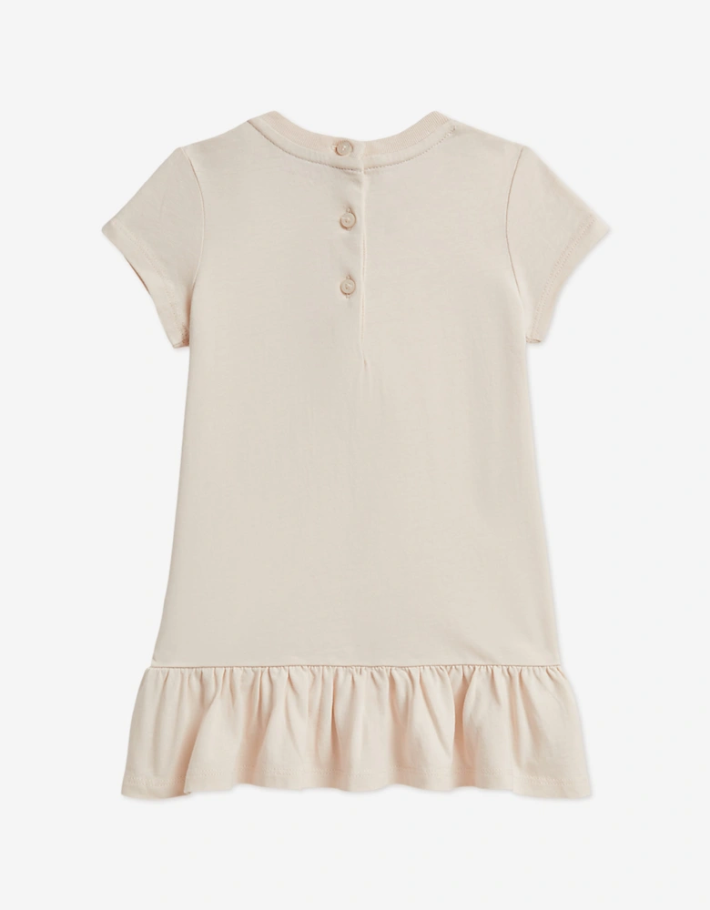 Ralph Lauren Baby Girls Polo Bear Peplum Jersey Dress in Ivory