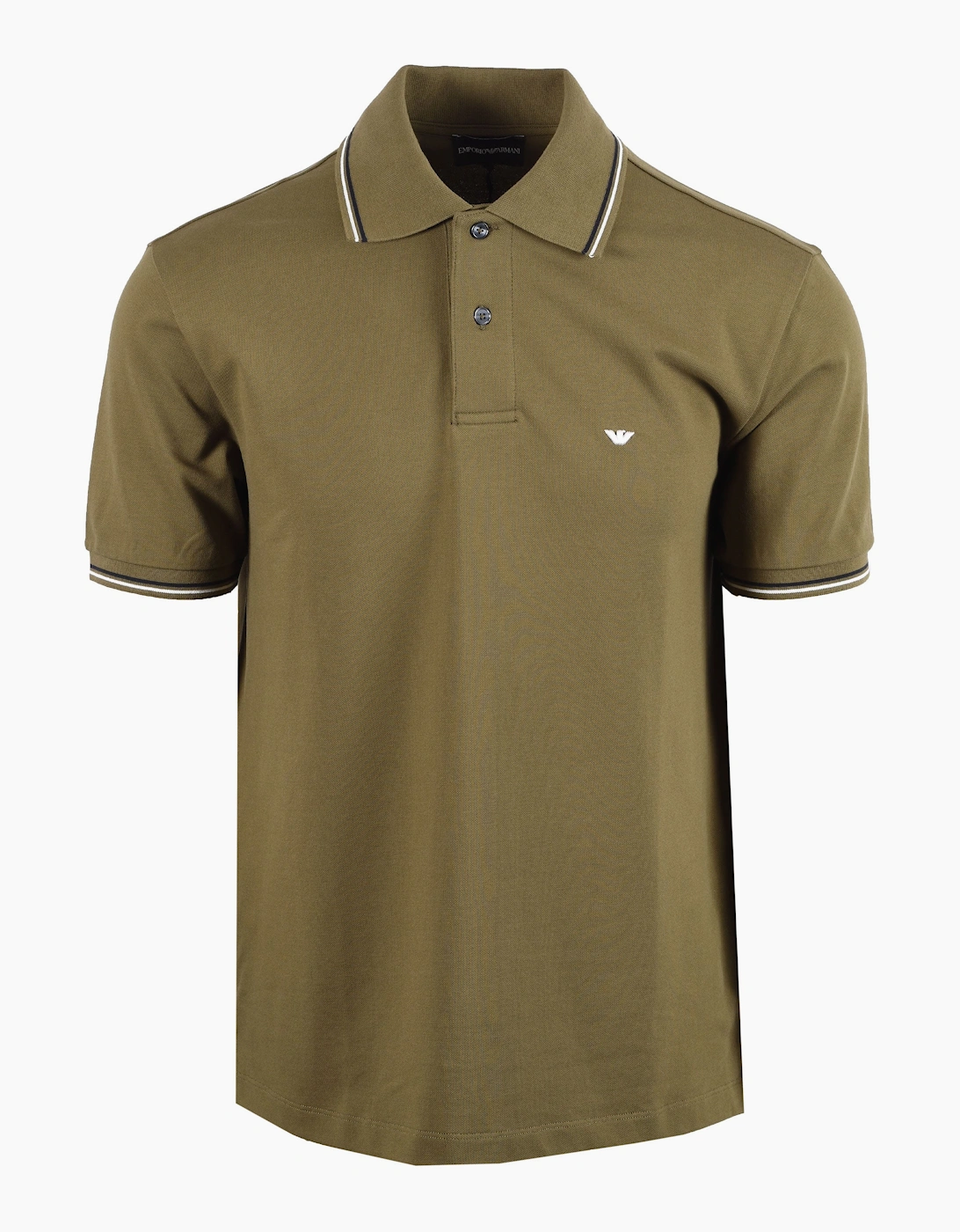 Emporio Armani Men's Green Essential Tipped Polo - Size 38