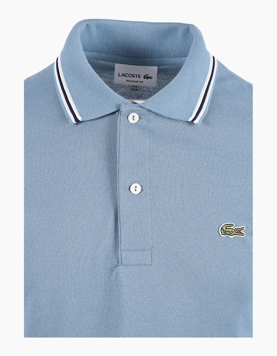 LACOSTE SHORT SLEEVED RIBBED COLLAR POLO MID BLUE