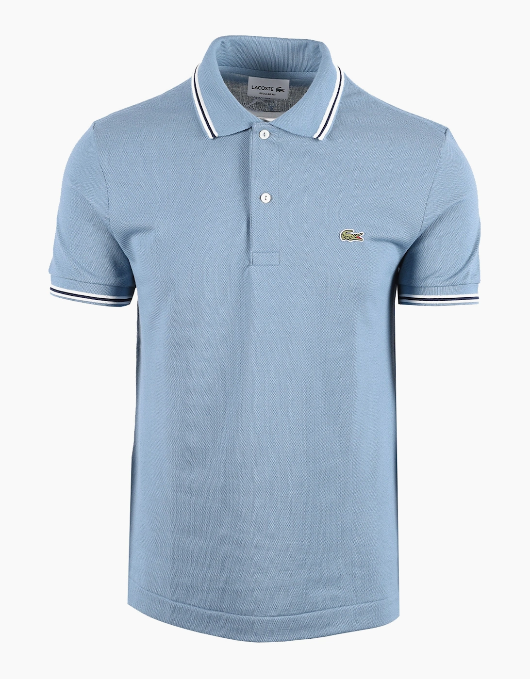 LACOSTE SHORT SLEEVED RIBBED COLLAR POLO MID BLUE, 4 of 3