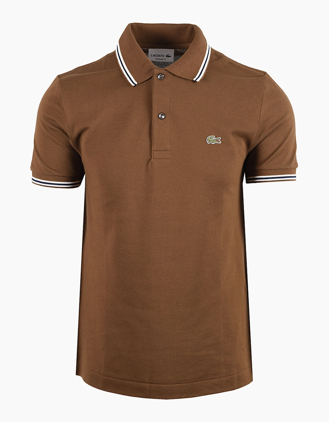 LACOSTE SHORT SLEEVED RIBBED COLLAR POLO BROWN, 4 of 3