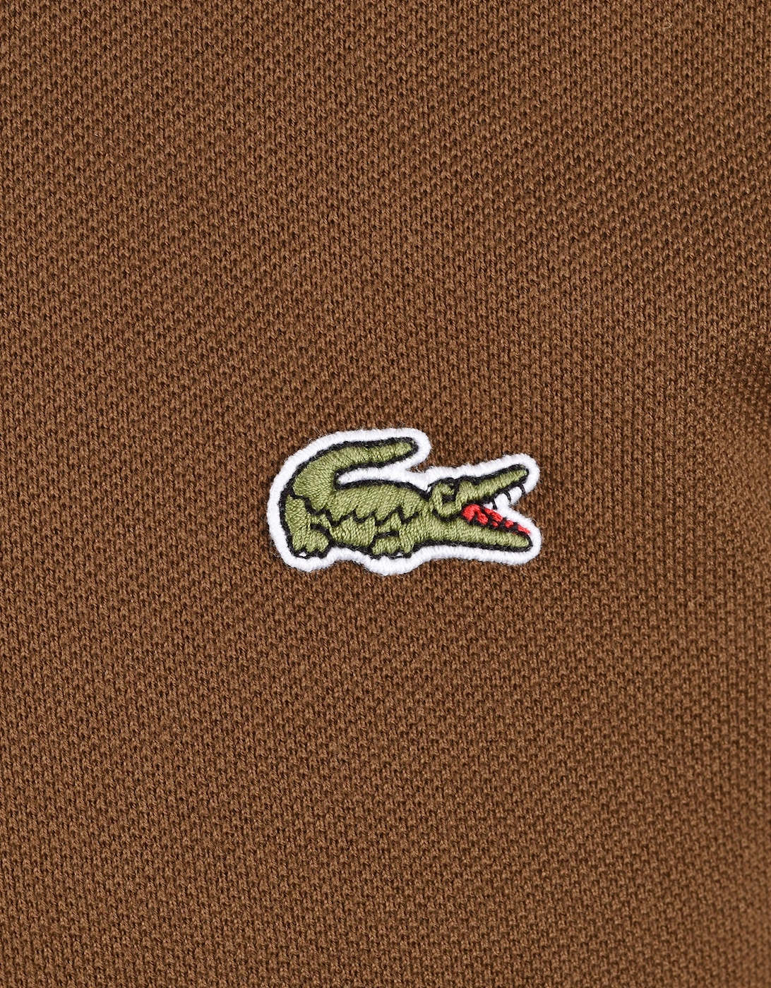 LACOSTE SHORT SLEEVED RIBBED COLLAR POLO BROWN