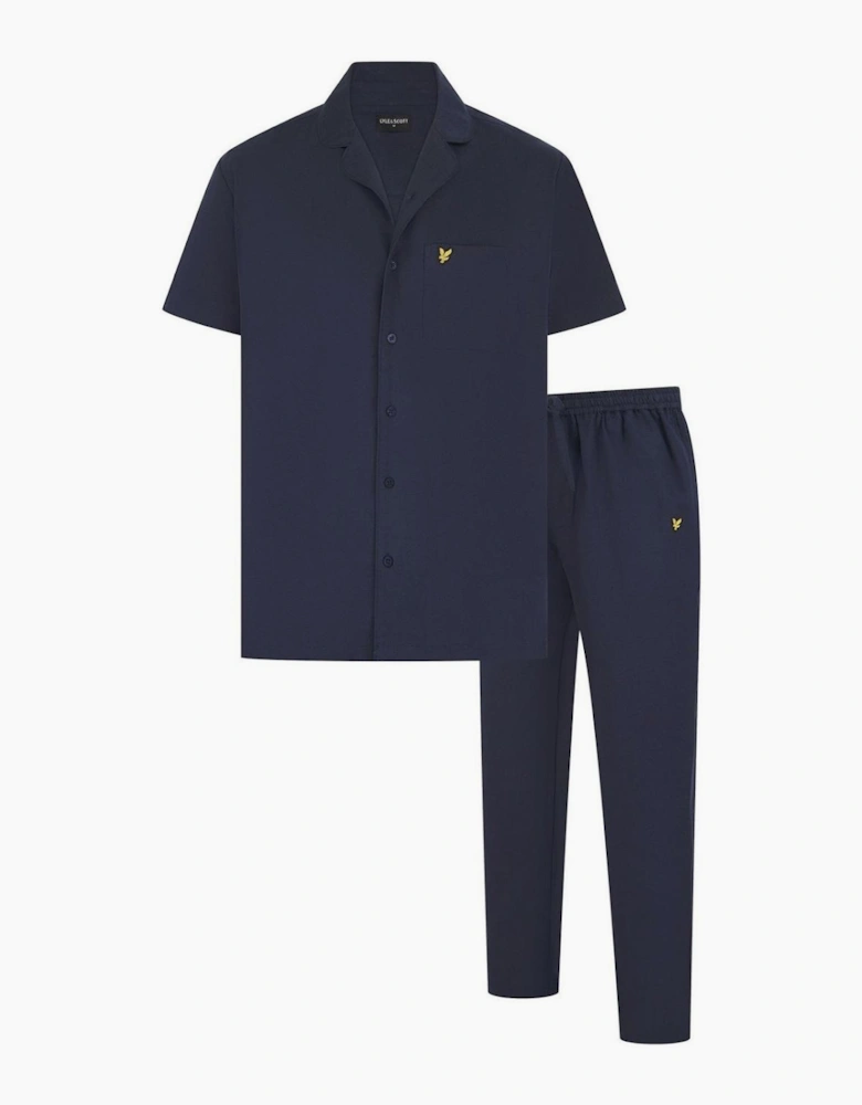 Collared Neck Short Sleeve Pyjama Set with Golden Eagle Branding